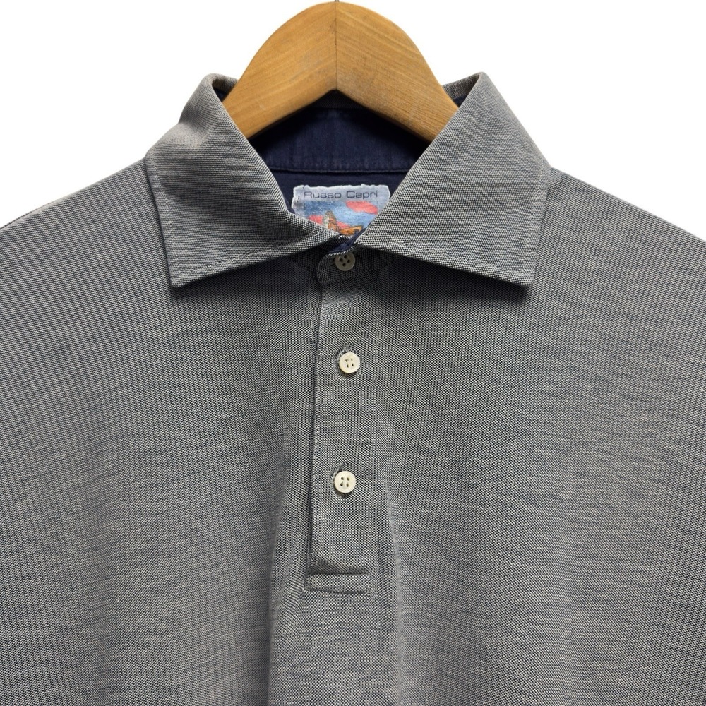 Fedeli Russo Capri Men's Size 56 Grau Cotton Knit Short Sleeve Polo Shirt Italy